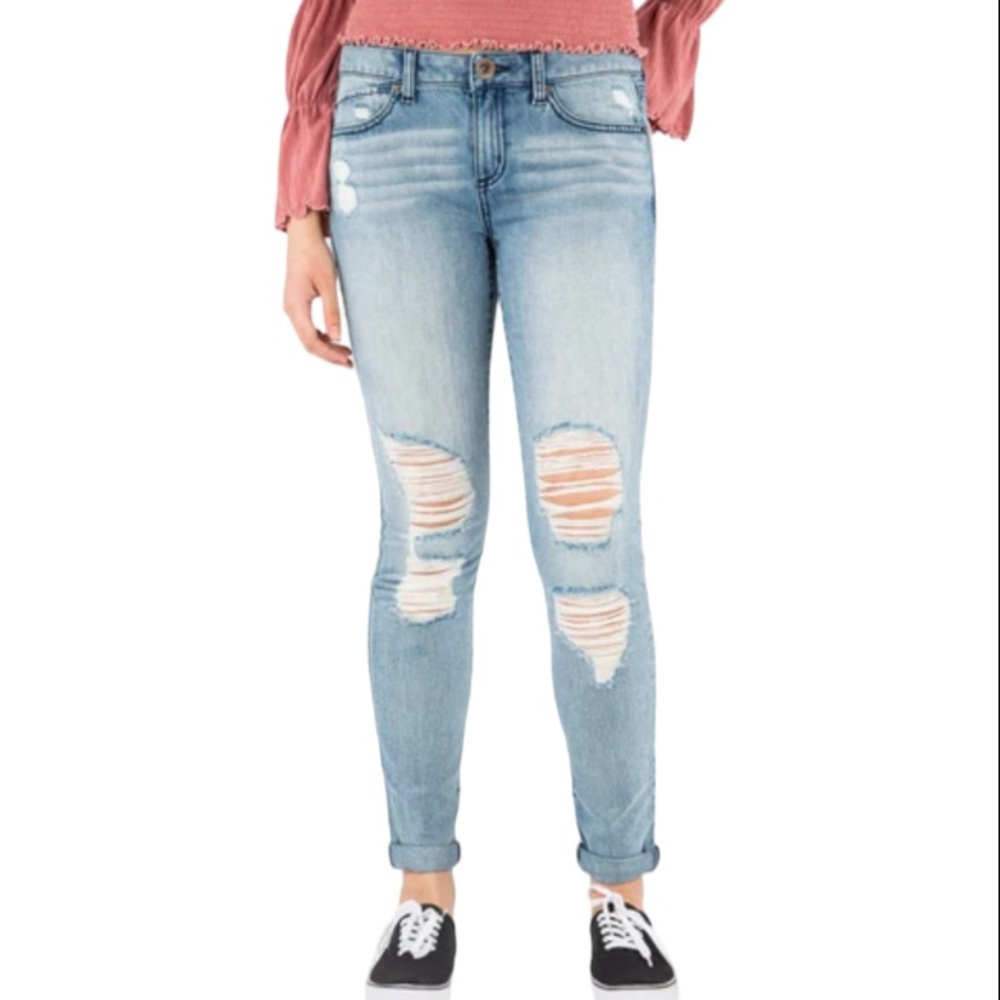 REWASH Vintage Reunion light wash distressed stretch skinny jeans size 3/26